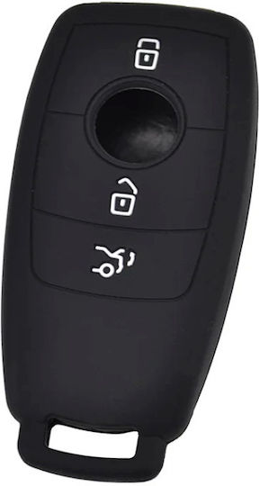 Silicone Car Key Cover Case with 3 Buttons for Mercedes Benz Black