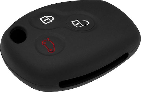 Silicone Car Key Cover Case with 3 Buttons for Smart Black