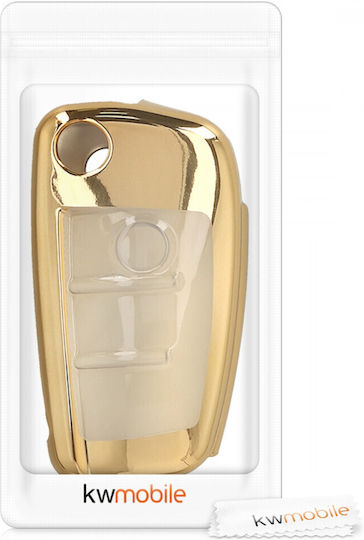 Silicone Car Key Cover Case with 3 Buttons for Audi Gold