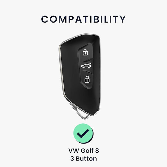 Θήκη Κλειδιού Αυτοκινήτου Volkswagen Skoda Seat Cupra Kw Έγχρωμα Κουμπιά Σιλικόνη 3 Κουμπιά Navigational Compass White Rose Gold 5