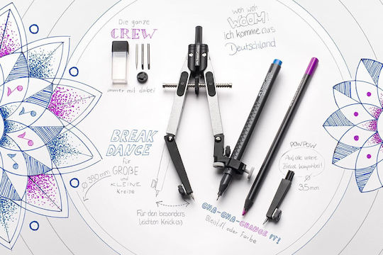 Faber-Castell Πλαστικός Διαβήτης με Μύτη και Ροδέλα σε Κασετίνα Ασημί