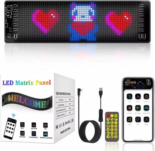 Flexible LED Sign RGB Bluetooth Animated Images Text via App LED Matrix Panel 12x59.5cm OEM