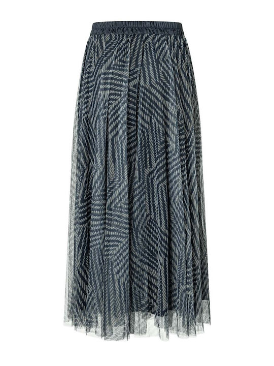 High-waisted Maxi Skirt with Tulle Blue