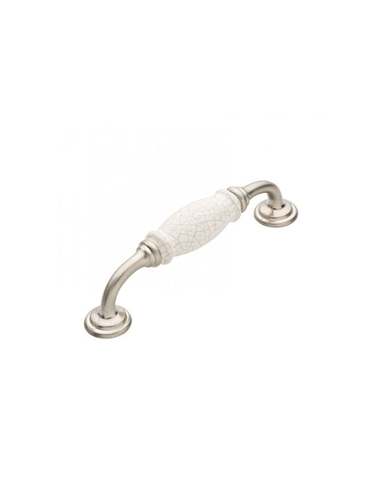 Roline 522 Antique Handle Furniture made of Porcelain Satiné Nickel Crackelet 150mm (Center Distance 128mm) 522 1pcs