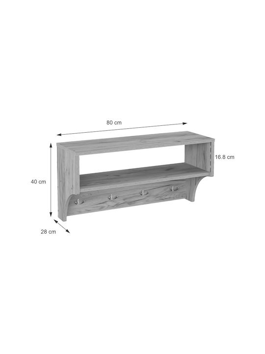 Pakketo Κρεμάστρα Τοίχου Crosta Ξύλινη 8 Θέσεων Μπεζ 80x8x28cm