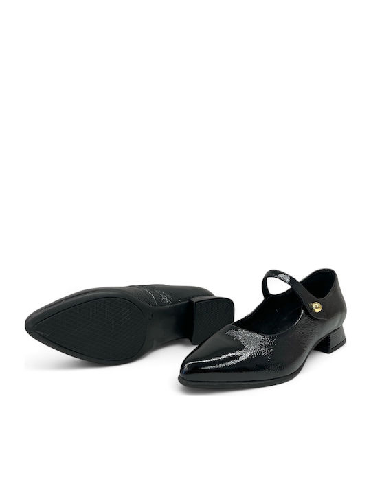 Patent Leather Black/Lu Heels with Strap