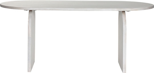 Mango Masă Ovală Pentru Sala De Mese Din Lemn Masiv Alb 180.5x90x76cm
