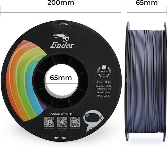Creality3D PLA 3D Принтер Филамент 1.75mm Сив 1kg 1бр (Макарa)