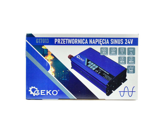 Voltage Converter 24 V 230 V 500 W 1000 W Geko G17013