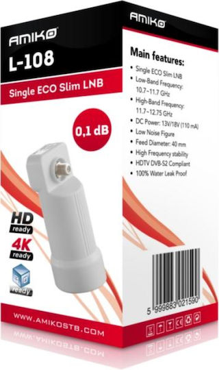 Amiko L108 LNB Single (1 Output) With Low Noise Limit 0.1dB