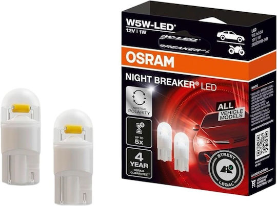 Osram Лампи Автомобила Night Breaker W5W / W2.1X9.5D LED 6000К Хладно бяло 12V 1W 2бр