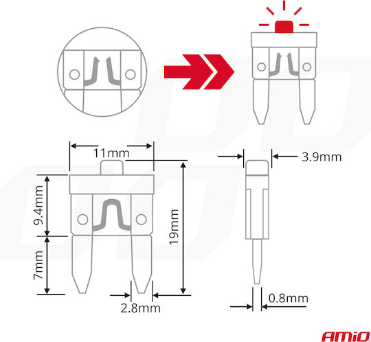 Mini Blade Fuses Blade Fuses & Removal Tool Card 5a 10a 15a 20a/25a 10 Pieces
