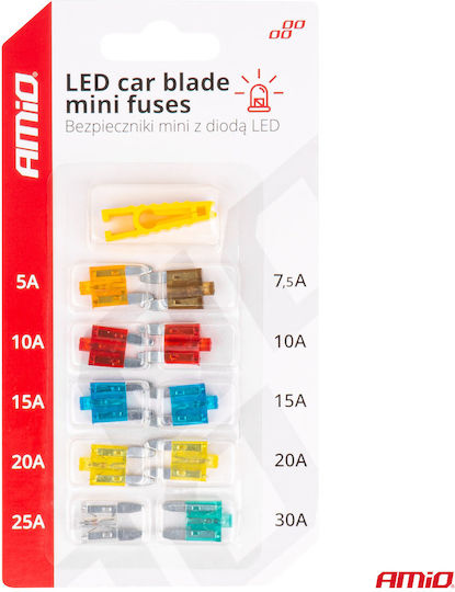Mini Blade Fuses Blade Fuses & Removal Tool Card 5a 10a 15a 20a/25a 10 Pieces