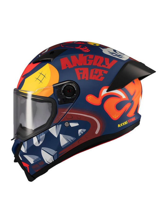 Axxis Fenix Angry face C5 Black/Red Mat Κράνος Μηχανής Full Face DOT / ECE 22.06 με Sunvisor