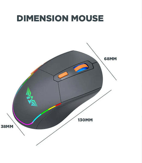 Armaggeddon MM-852R Fără fir Set Gaming Tastatură cu Taste Iluminate & Mouse (Engleză US) Stealth Grey Orange