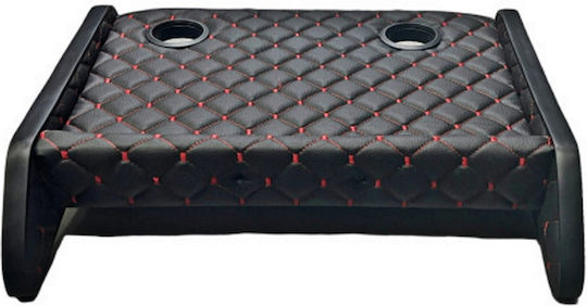 Idealstore Table 2 Cup Holders Black Faux Leather Red Stitching Compatible Iveco Daily 2007