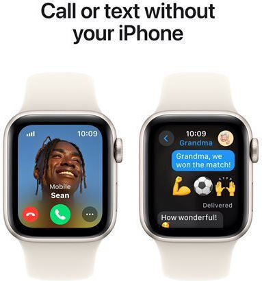 Apple Watch SE 2024 Aluminum 44mm Waterproof with Heart Rate Monitor Starlight with Starlight Sport Band M/L