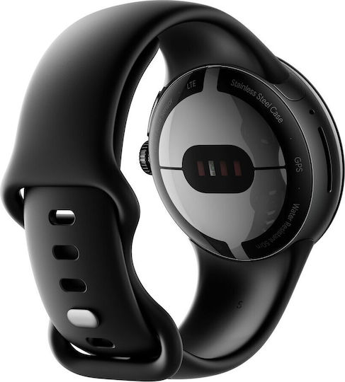 Google Pixel Watch Stainless Steel 41mm με Παλμογράφο (Matte Black case/Obsidian Active band)
