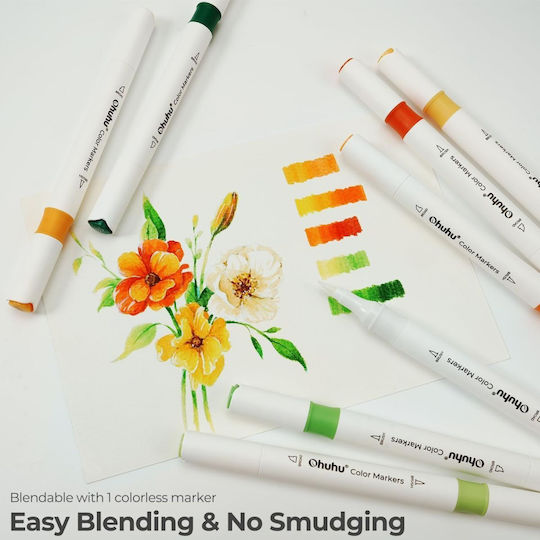 Ohuhu Maui Brush & Chisel 64 Μαρκαδόροι Νερού Vibrant Colors