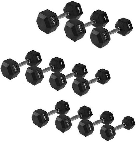HMS Hex Pro Greutate Hexagon din cauciuc 1 x 6kg