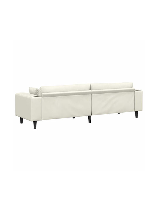 Four Seater Velvet Couch Cream with Decorative Pillows 250x77x76 cm