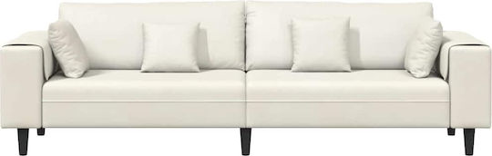 Vier Sitzer Samt Sofa Creme mit Dekokissen 250x77x76cm