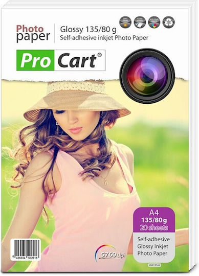 Glänzendes Selbstklebendes Fotopapier A4 135/80 G