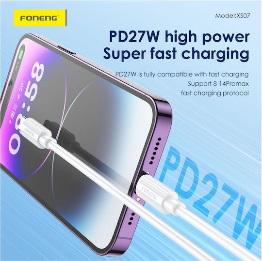 Foneng USB-A to Lightning Cable 12W Μαύρο 1.2m