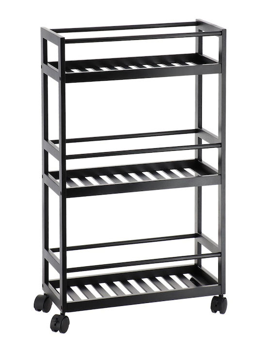 Eurocasa Επιδαπέδια Ραφιέρα Μπάνιου Bamboo με 3 Ράφια 45.5x20x75cm Μαύρη