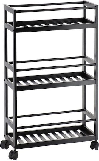 Eurocasa Επιδαπέδια Ραφιέρα Μπάνιου Bamboo με 3 Ράφια 45.5x20x75cm Μαύρη