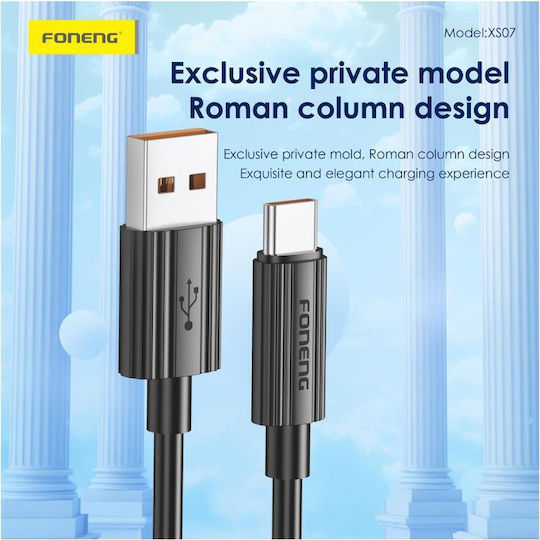 Foneng USB 2.0 Cable USB-C male - USB-A 15W Μαύρο 1.2m