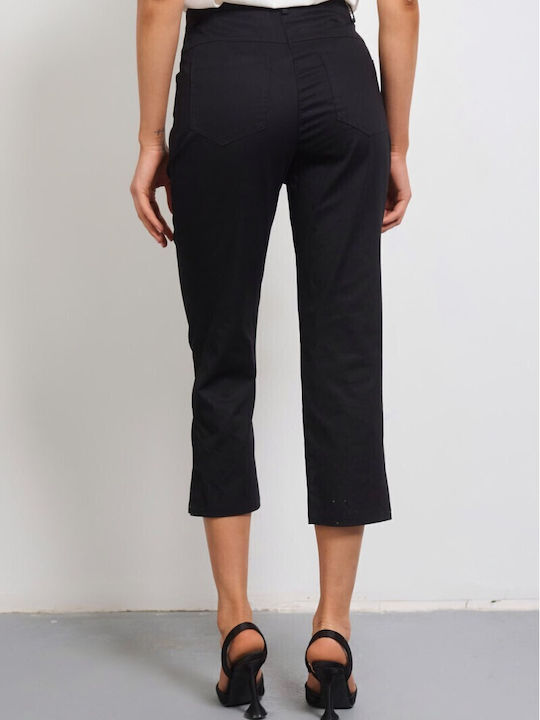 Dama Tesatura Capri Pantaloni Black