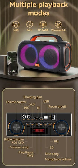 Ηχείο Karaoke με Ασύρματα Μικρόφωνα και Εφέ Φωτισμού ZQS-L19 801155 Μαύρο