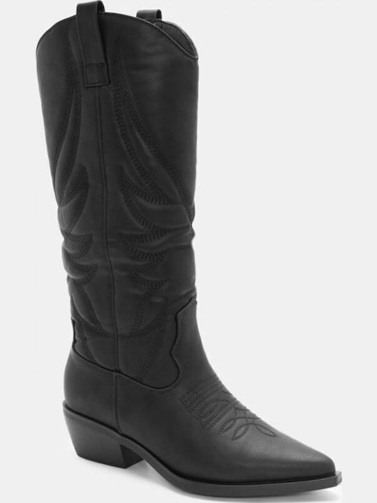 Damenstiefel Cowboy mit Mittelabsatz in Schwarz