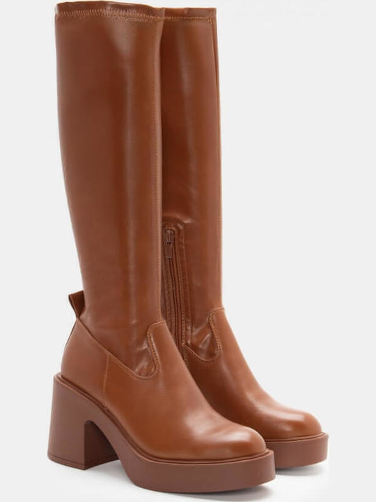 Damenstiefel mit hohem Absatz Braun