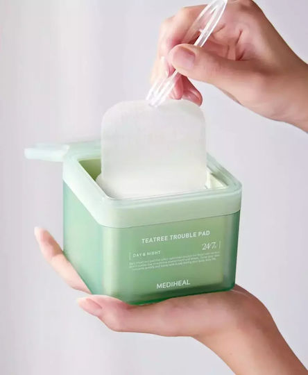 Mediheal Soothing Cotton Pads Sensitive & Acne-Prone Skin Teatree Trouble Facial Toner Pads Tea Tree & Lactobacillus 100pcs