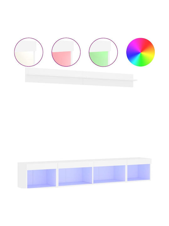 Living Room TV Unit with Lighting White