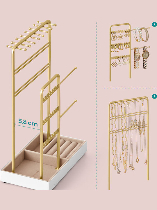 Songmics Σταντ Κοσμημάτων Μεταλλικό Χρυσό 19.6x11.5x30.8cm