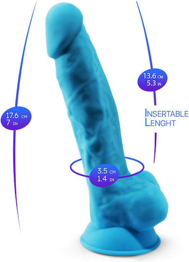 SilexD Dual Density Model 1 Ρεαλιστικό Dildo με Όρχεις και Βεντούζα Blue 17.5cm