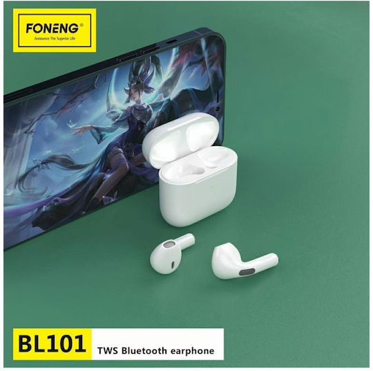 Foneng BL101 Earbud Bluetooth Handsfree Căști cu Carcasă de Încărcare Alb