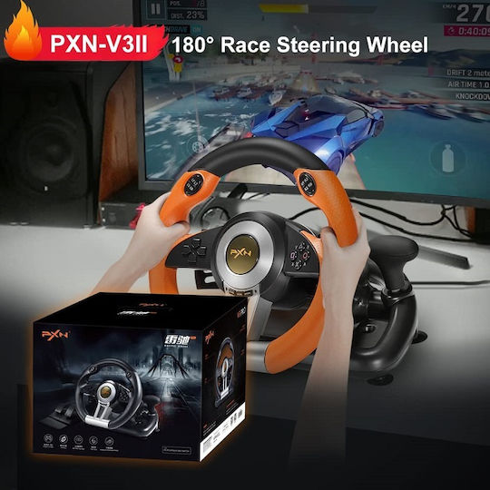 PXN-V3PRO Steering Wheel with Pedals for PC / PS3 / PS4 / Switch / XBOX One / Xbox Series X/S