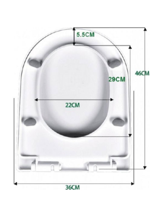 Plastic Soft Close Toilet Seat White 46cm