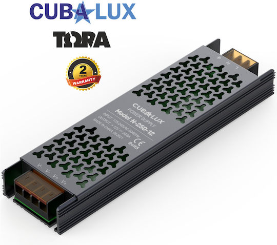 Cubalux Τροφοδοτικό LED IP20 Ισχύος 250W με Τάση Εξόδου 12V