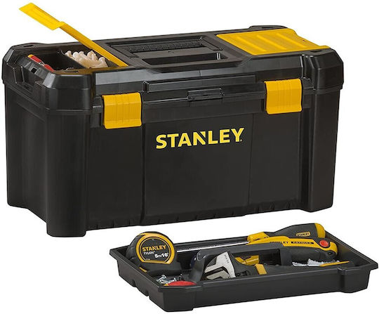 Stanley Essential Handwerkzeugkasten Kunststoff mit Tabakdose B48.2xT25.4xH25cm mit Kunststoff-Klammer