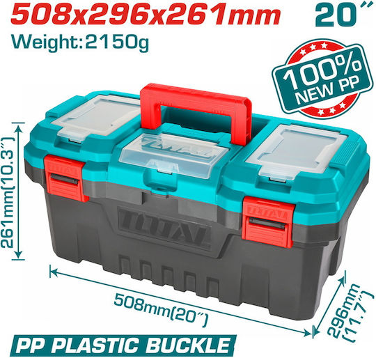 Total Hand Tool Case Plastic with Tobacco Case Dimensions: W50.8xD29.6xH26.1cm