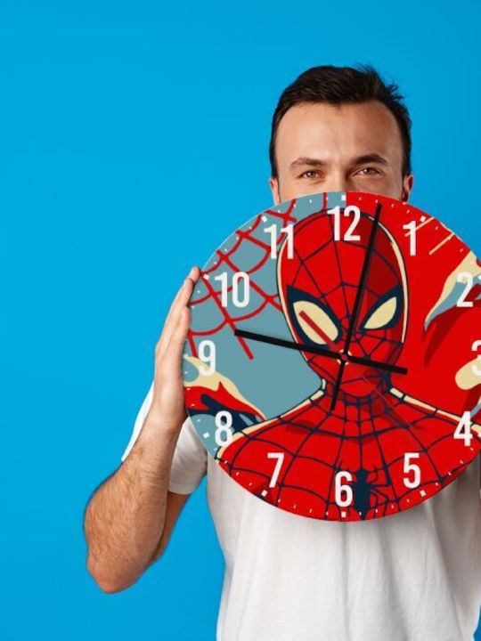 Koupakoupa Kids Wooden Wall Clock Spiderman Kid 30cm