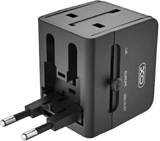 XO WL01 Αντάπτορας Πρίζας από Universal σε Universal με 2 Θύρες USB