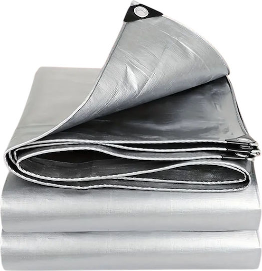Waterproof Grey Tarpaulin 120gr Light Type with Metal Eyelets 3x5m