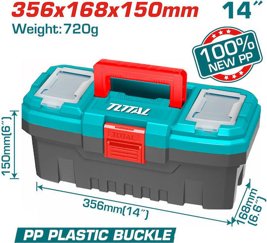 Total Hand Tool Case Plastic with Tobacco Case Dimensions: W35.6xD16.8xH16cm