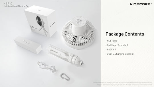 NiteCore NEF10 USB Rechargeable Fan 4W 10.000 mAh Fan White